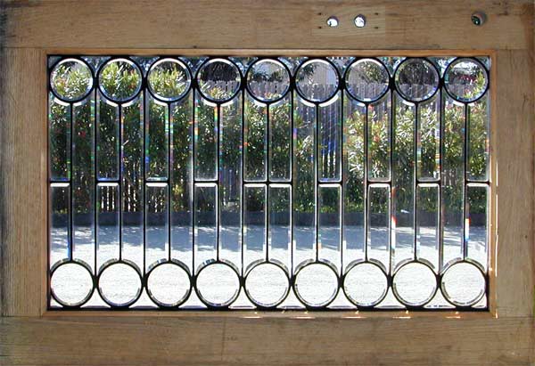 Antique American Arts & Crafts Beveled Glass Window AE314