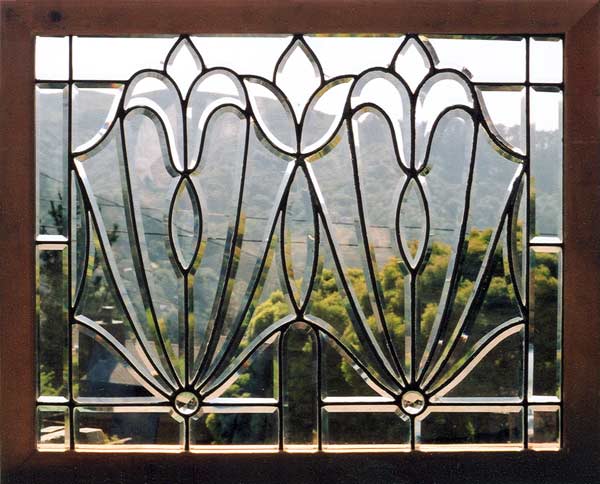 AE358 Arts & Crafts / Art Deco Transitional Beveled Glass Window