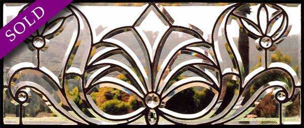 AE357 Victorian Art Nouveau Beveled Glass Window