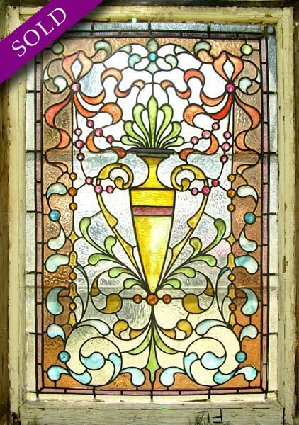 Vintage Victorian Stained Glass Window AE421