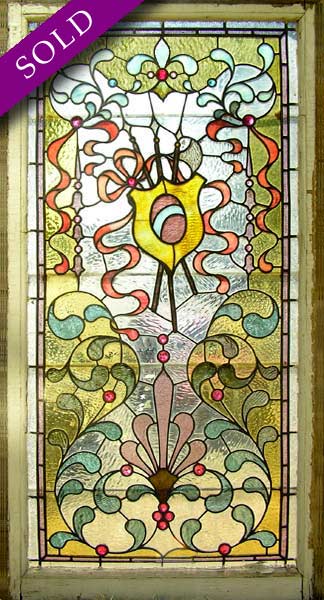Vintage Victorian Stained Glass Window AE422