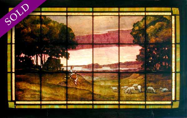 AE428 Arts & Crafts Painted Glass Window