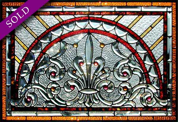 Victorian Combination Stained, Beveled, and Jeweled Window AE429