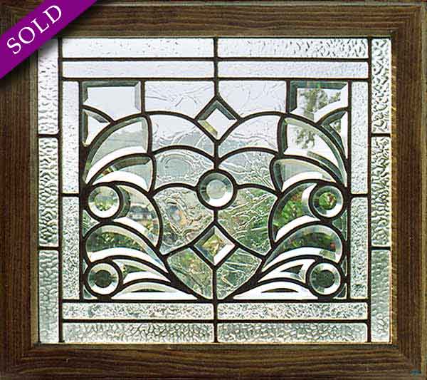 Antique American Arts & Crafts Beveled Glass Window AE434