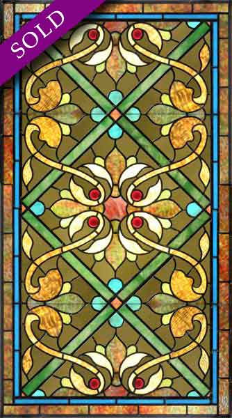 Vintage Victorian Stained Glass Window AE493