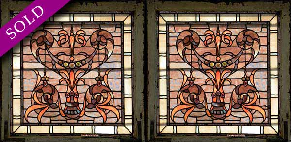 Vintage Victorian Stained Glass Window AE549