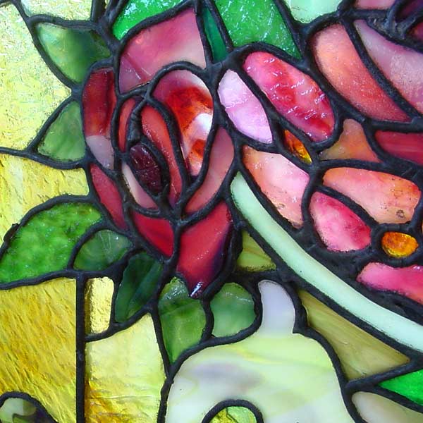 Detail of AE410 Antique American Victorian Stained Glass Window