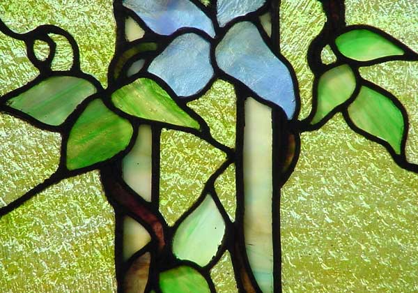 Detail of AE410 Antique American Victorian Stained Glass Window Landing Set
