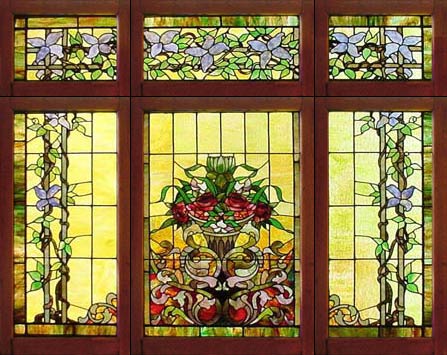 AE410 American Stained Glass Window Landing Set from the Victorian Era