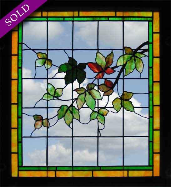 Antique American Victorian Stained Glass Window AE424 Vintage Victorian Stained Glass Window AE424
