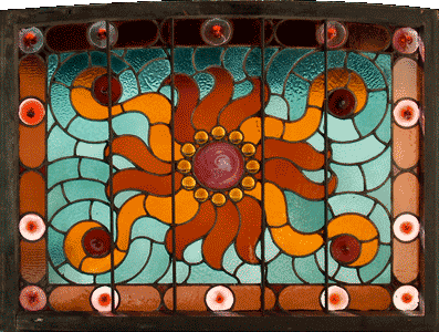 Antique American Victorian Stained Glass Window AE479 Vintage Victorian Stained Glass Window AE479