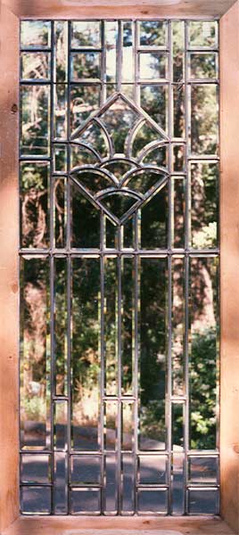 AE363 American Art Deco Beveled Glass Window