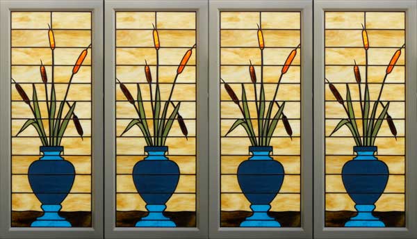 Photo of one of four Art Nouveau windows