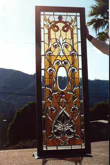 Original Photo of American Stained, Beveled, Jeweled Combination Glass Window AE29