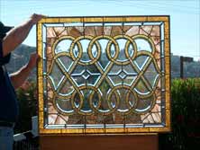 Original Photo of American Stained, Beveled, Jeweled Combination Glass Window AE406