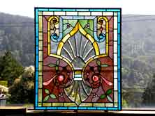 Original Photo of American Stained, Beveled, Jeweled Combination Glass Window AE501