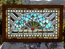 Original Photo of American Stained, Beveled, Jeweled Combination Glass Window AE547