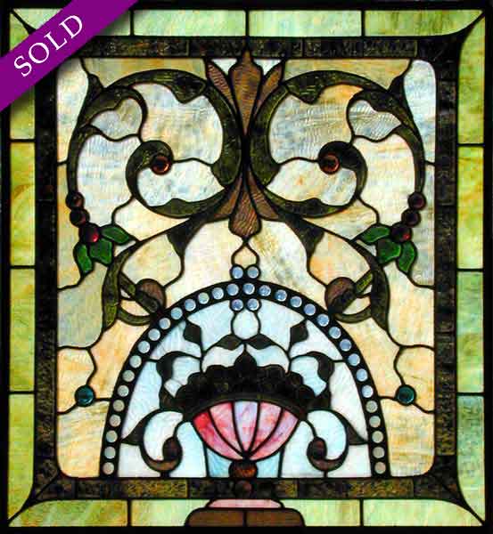 Vintage Victorian Stained Glass Window AE392