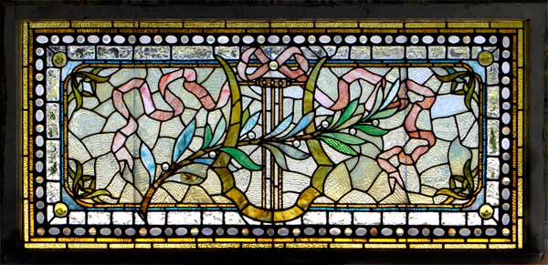 Antique American Victorian Stained Glass Window AE477 Vintage Victorian Stained Glass Window AE477