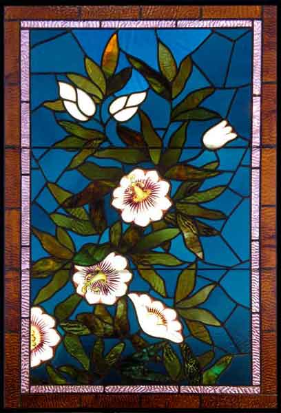 Antique American Victorian Stained Glass Window AE488 Vintage Victorian Stained Glass Window AE488