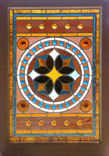 Antique American Victorian Stained Glass Window AE492 Vintage Victorian Stained Glass Window AE492
